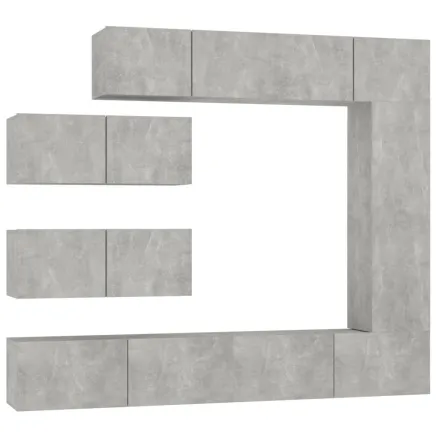 Ensemble de meubles TV 7 pcs Gris béton Bois d'ingénierie 2
