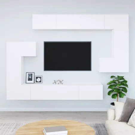 Meuble TV mural Blanc Bois d'ingénierie