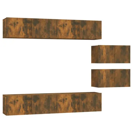 Ensemble de meubles TV 6 pcs Chêne fumé Bois d'ingénierie