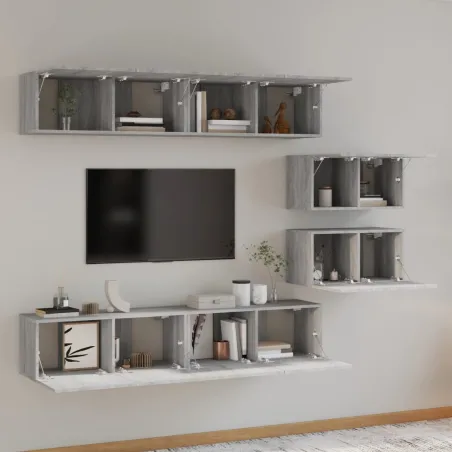 Ensemble de meubles TV 6 pcs Sonoma gris Bois d'ingénierie