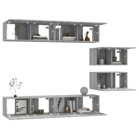 Ensemble de meubles TV 6 pcs Sonoma gris Bois d'ingénierie