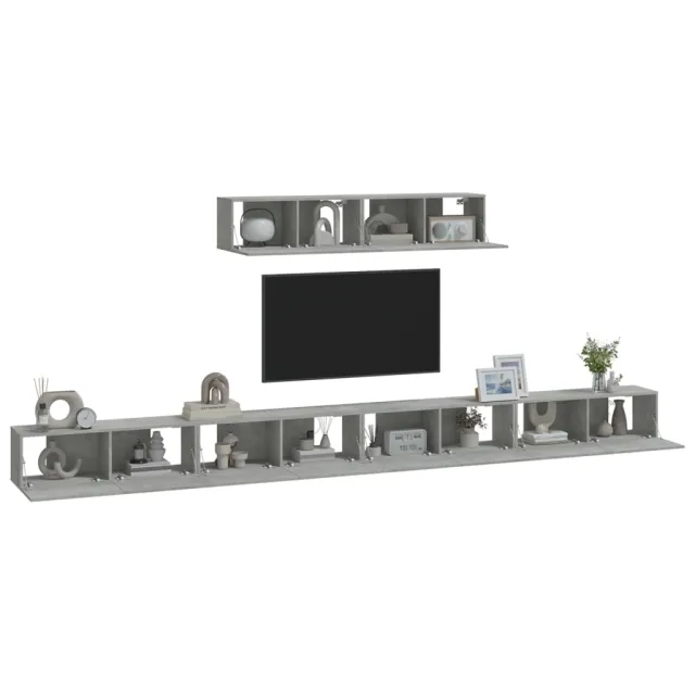 Ensemble de meubles TV 6 pcs Gris béton Bois d'ingénierie