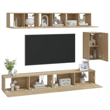 Ensemble de meubles TV 6 pcs Chêne sonoma Bois d'ingénierie