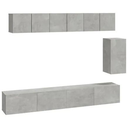 Ensemble de meubles TV 6 pcs Gris béton Bois d'ingénierie 2