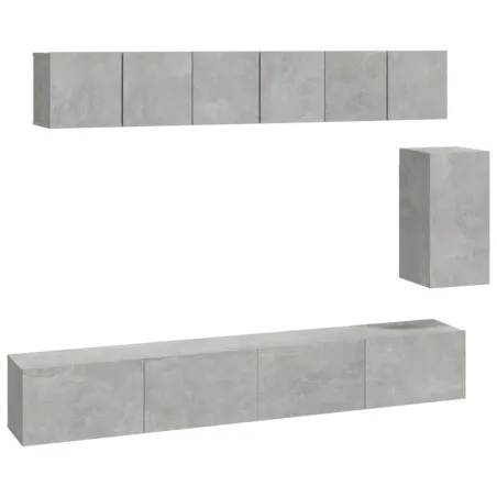 Ensemble de meubles TV 6 pcs Gris béton Bois d'ingénierie