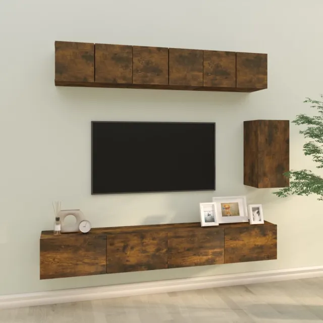 Ensemble de meubles TV 6 pcs Chêne fumé Bois d'ingénierie