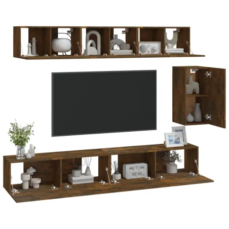 Ensemble de meubles TV 6 pcs Chêne fumé Bois d'ingénierie