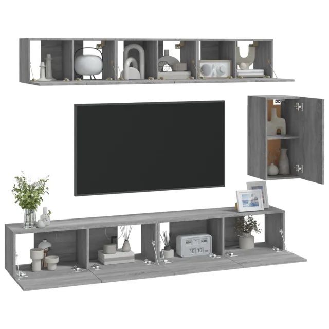 Ensemble de meubles TV 6 pcs Sonoma gris Bois d'ingénierie
