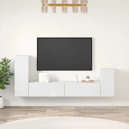Ensemble de meubles TV 4 pcs Blanc Bois d'ingénierie