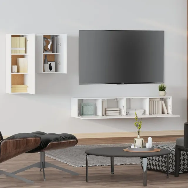 Ensemble de meubles TV 4 pcs Blanc Bois d'ingénierie