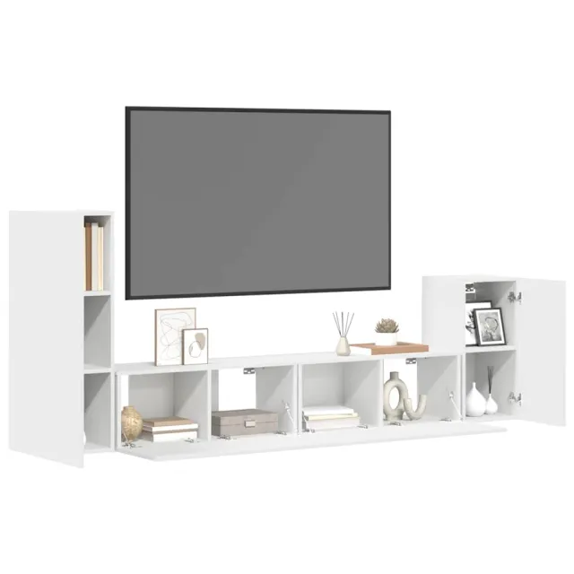 Ensemble de meubles TV 4 pcs Blanc Bois d'ingénierie