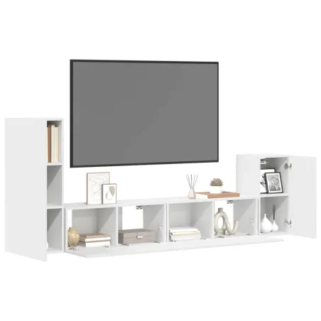 Ensemble de meubles TV 4 pcs Blanc Bois d'ingénierie