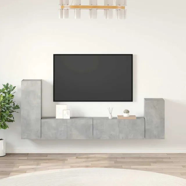 Ensemble de meubles TV 4 pcs Gris béton Bois d'ingénierie