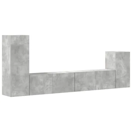 Ensemble de meubles TV 4 pcs Gris béton Bois d'ingénierie