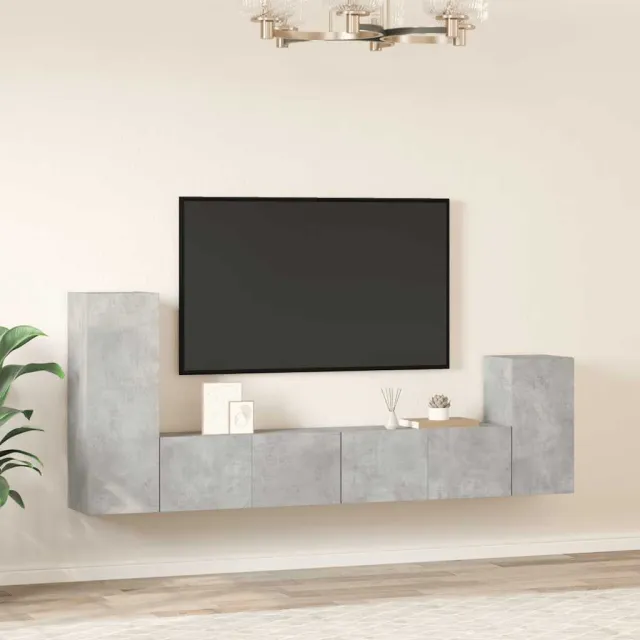 Ensemble de meubles TV 4 pcs Gris béton Bois d'ingénierie