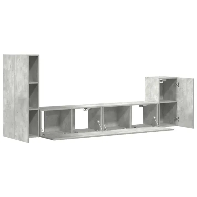Ensemble de meubles TV 4 pcs Gris béton Bois d'ingénierie