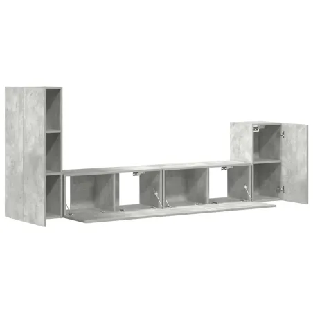 Ensemble de meubles TV 4 pcs Gris béton Bois d'ingénierie