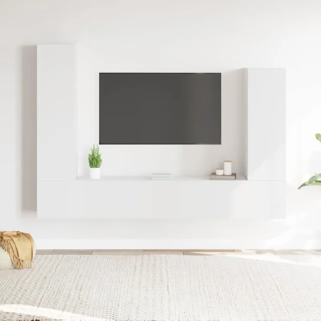 Ensemble de meubles TV 4 pcs Blanc Bois d'ingénierie