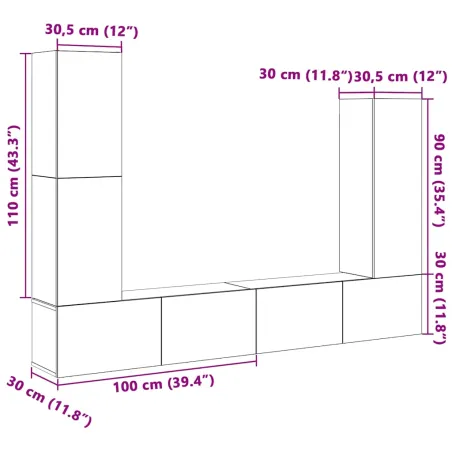 Ensemble de meubles TV 4 pcs Blanc Bois d'ingénierie