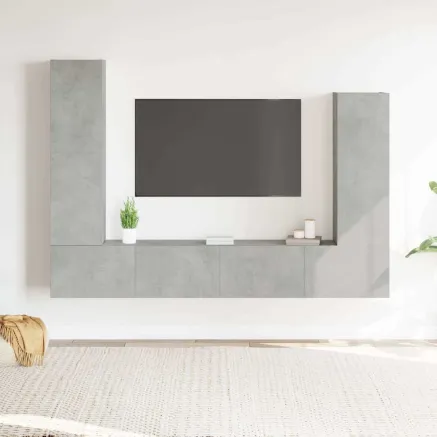 Ensemble de meubles TV 4 pcs Gris béton Bois d'ingénierie