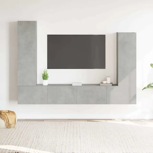 Ensemble de meubles TV 4 pcs Gris béton Bois d'ingénierie