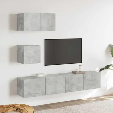 Ensemble de meubles TV 4 pcs Gris béton Bois d'ingénierie