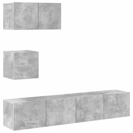 Ensemble de meubles TV 4 pcs Gris béton Bois d'ingénierie 2