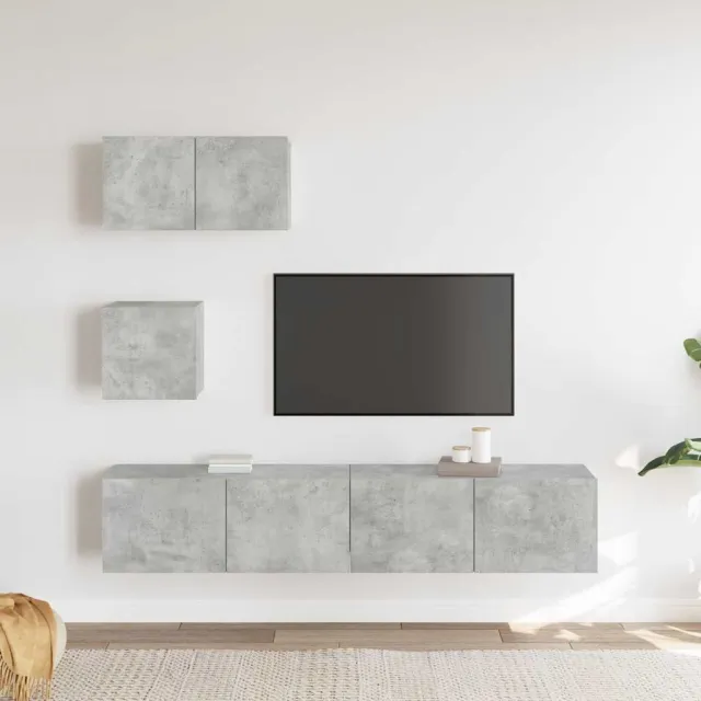 Ensemble de meubles TV 4 pcs Gris béton Bois d'ingénierie