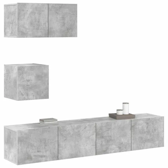 Ensemble de meubles TV 4 pcs Gris béton Bois d'ingénierie