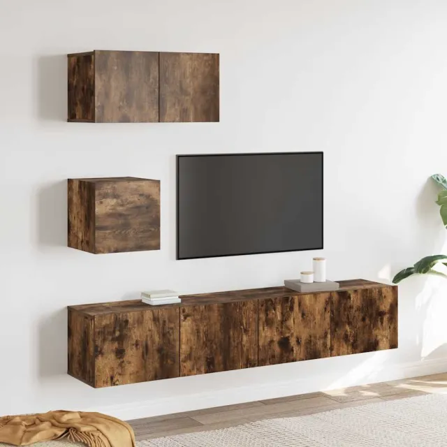 Ensemble de meubles TV 4 pcs Chêne fumé Bois d'ingénierie