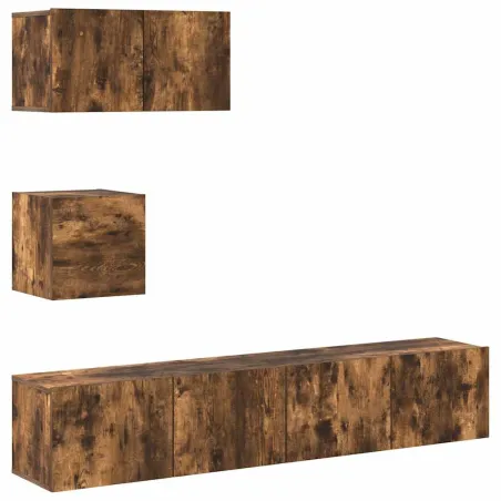 Ensemble de meubles TV 4 pcs Chêne fumé Bois d'ingénierie