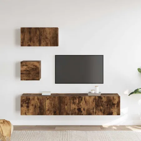 Ensemble de meubles TV 4 pcs Chêne fumé Bois d'ingénierie