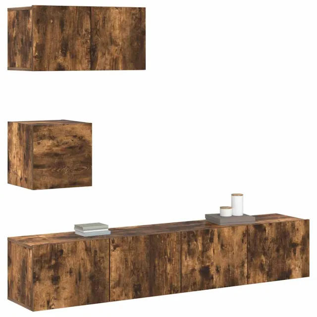 Ensemble de meubles TV 4 pcs Chêne fumé Bois d'ingénierie