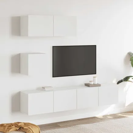 Ensemble de meubles TV 4 pcs Blanc Bois d'ingénierie