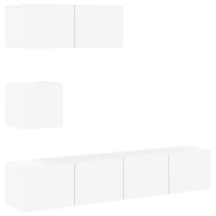 Ensemble de meubles TV 4 pcs Blanc Bois d'ingénierie 2