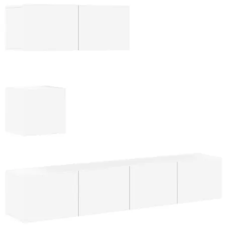 Ensemble de meubles TV 4 pcs Blanc Bois d'ingénierie