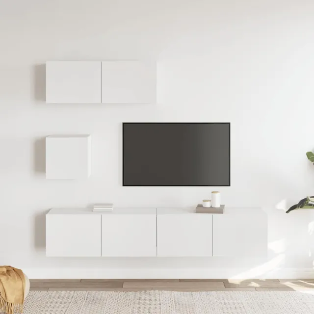 Ensemble de meubles TV 4 pcs Blanc Bois d'ingénierie