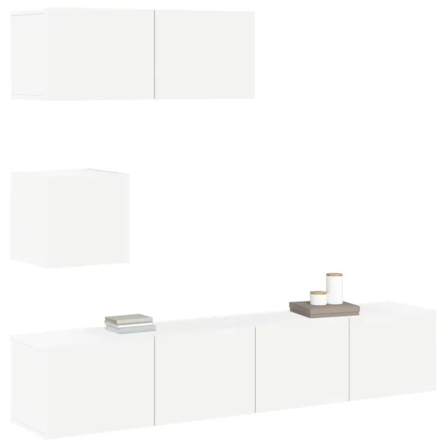 Ensemble de meubles TV 4 pcs Blanc Bois d'ingénierie