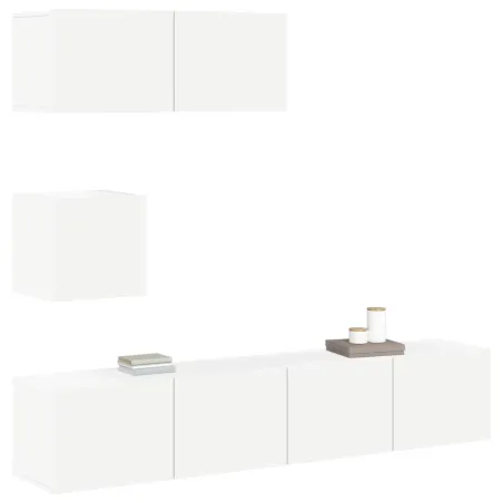 Ensemble de meubles TV 4 pcs Blanc Bois d'ingénierie