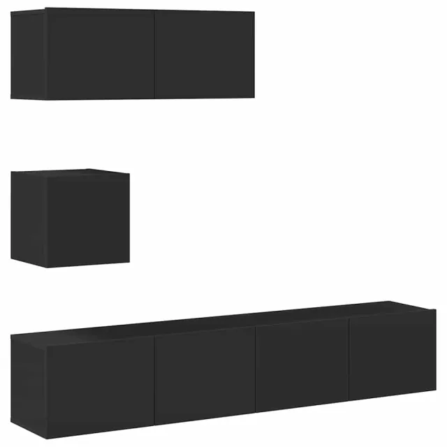 Ensemble de meubles TV 4 pcs Noir Bois d'ingénierie