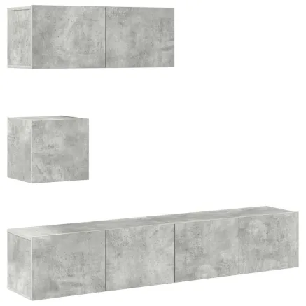 Ensemble de meubles TV 4 pcs Gris béton Bois d'ingénierie 2