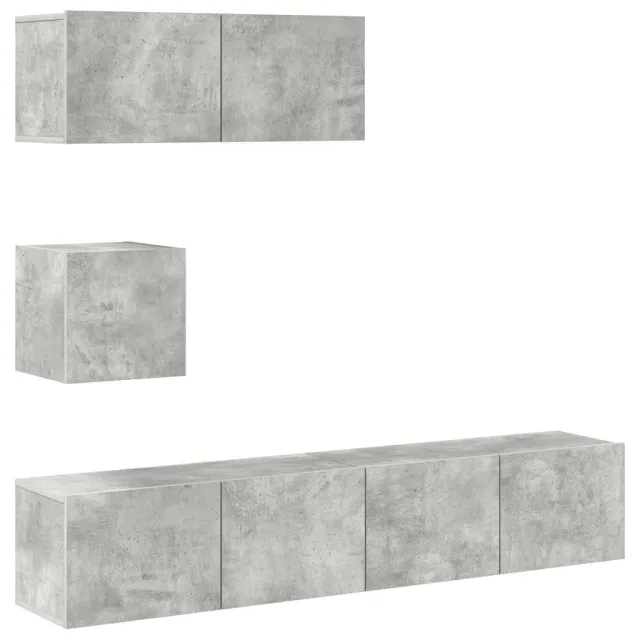 Ensemble de meubles TV 4 pcs Gris béton Bois d'ingénierie