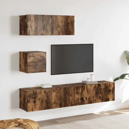 Ensemble de meubles TV 4 pcs Chêne fumé Bois d'ingénierie