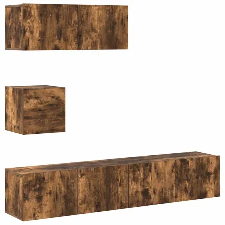 Ensemble de meubles TV 4 pcs Chêne fumé Bois d'ingénierie