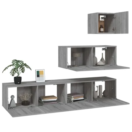 Ensemble de meubles TV 4 pcs Sonoma gris Bois d'ingénierie