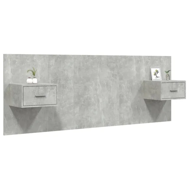 Tête de lit avec armoires Gris béton Bois d'ingénierie