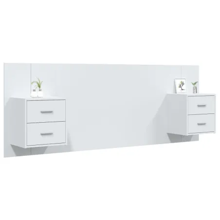 Tête de lit avec armoires Blanc Bois d'ingénierie