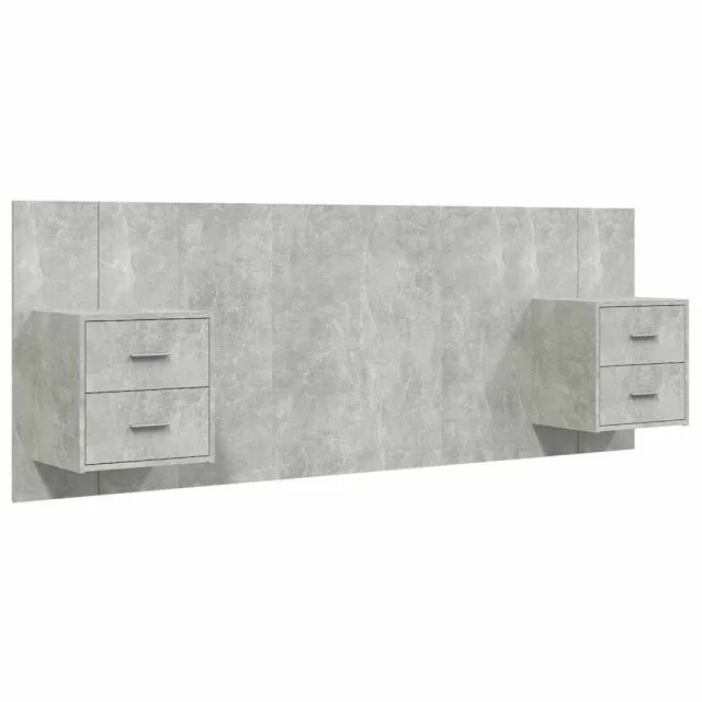 Tête de lit avec armoires Gris béton Bois d'ingénierie