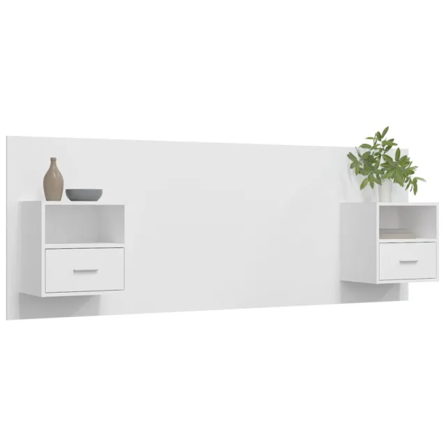 Tête de lit avec armoires Blanc Bois d’ingénierie