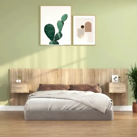 Tête de lit avec armoires Chêne sonoma Bois d'ingénierie